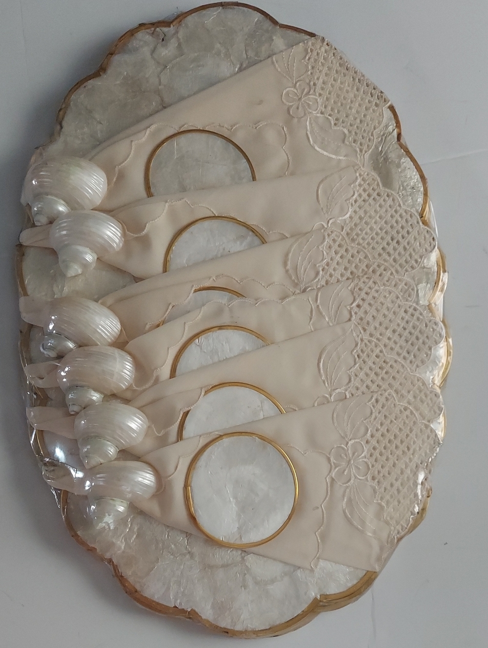 Elegant Pearl Shell Napkin Rings - Cream and Gold